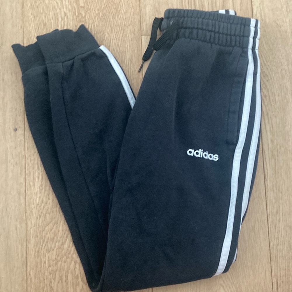 adidas Black Track Pants with White Stripes